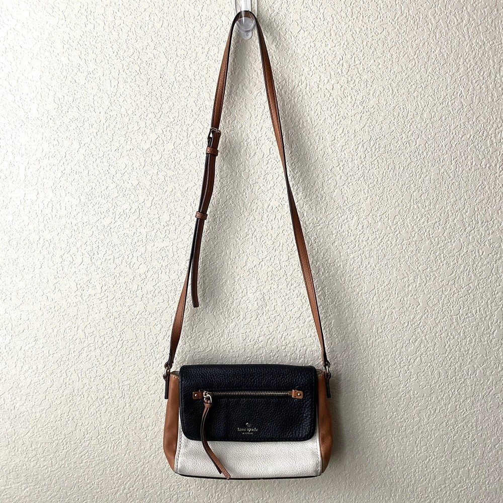 Kate Spade Womens Crossbody Leather Bag Cream Brown FLAW